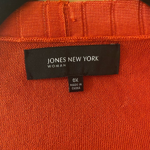 🎉HP🎉SWEATER Jones New York V Neck Orange Cardigan Rayon nylon Size OX - Picture 4 of 7